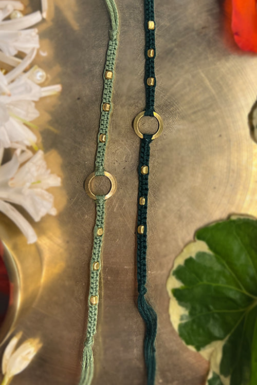 Dhaaga 'The Connection Rakhi' - Greens (Set Of 2)