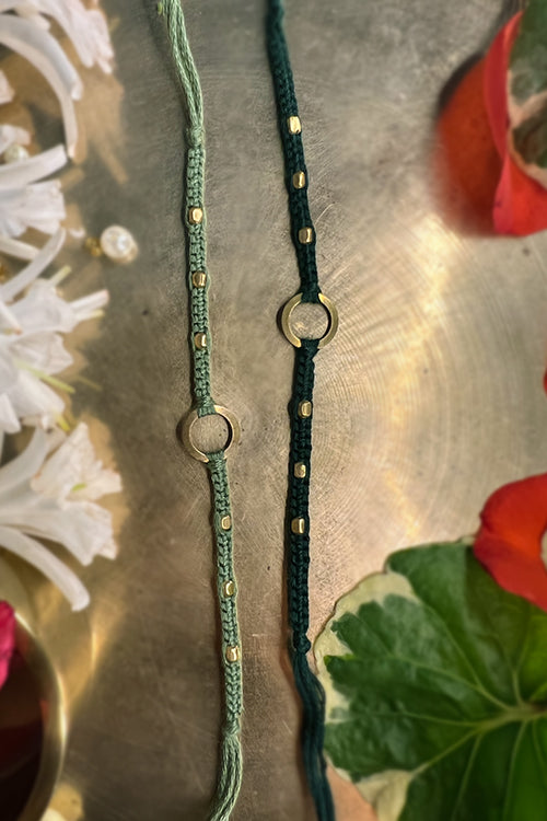 Dhaaga 'The Connection Rakhi' - Greens (Set Of 2)