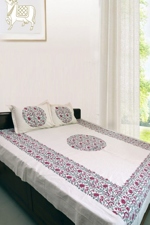 Textile Tales: Rustic Route'S Artisanal Block Print Bedspread Gray & Pink