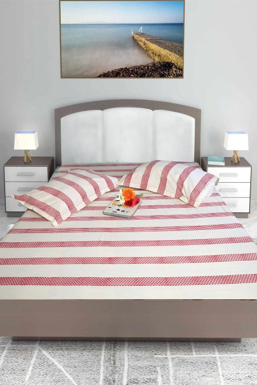 Authentic Artistry: Rustic Route'S Block-Printed Cotton Bedspread Red