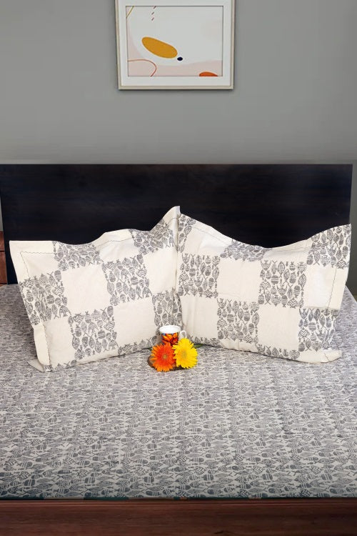Rustic Route'S Cotton Canvas: Hand-Block Poetry For Your Bed Gray
