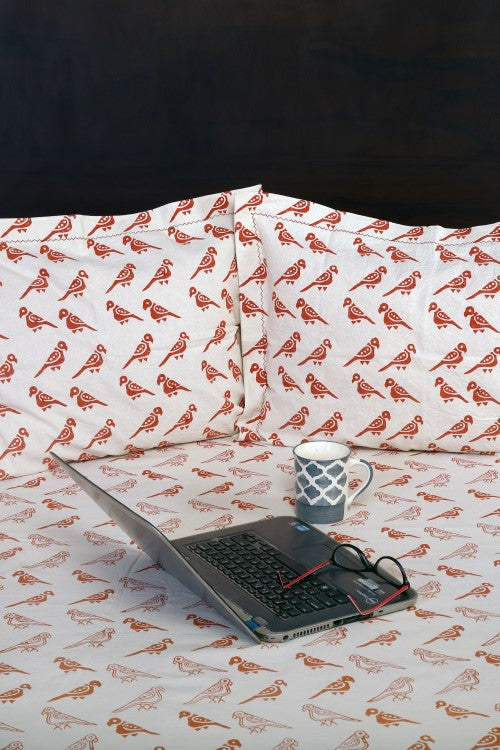 Rustic Route'S Hand Block Printed Cotton Bedspread, A Sustainable Dream Rust