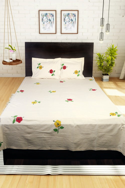 Bedspread: Pure Cotton Hand Block Printed Perfection From Rustic Route Red & Yellow