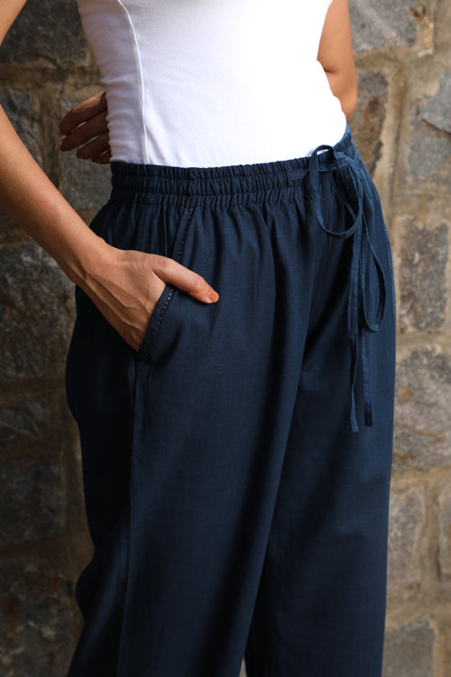 Izzara Mirrorwork Indigo Cotton Pants