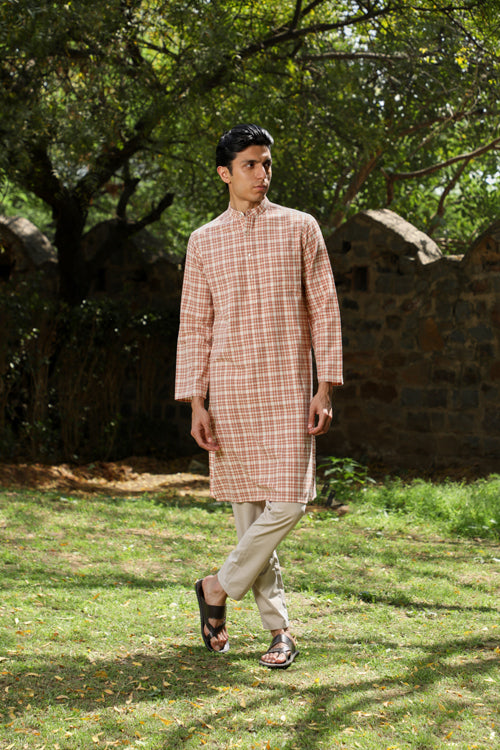 Rangsutra Arka Cotton Checked Long Kurta