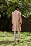 Arka Checked Full Sleeve Long Cotton Kurta For Men Online