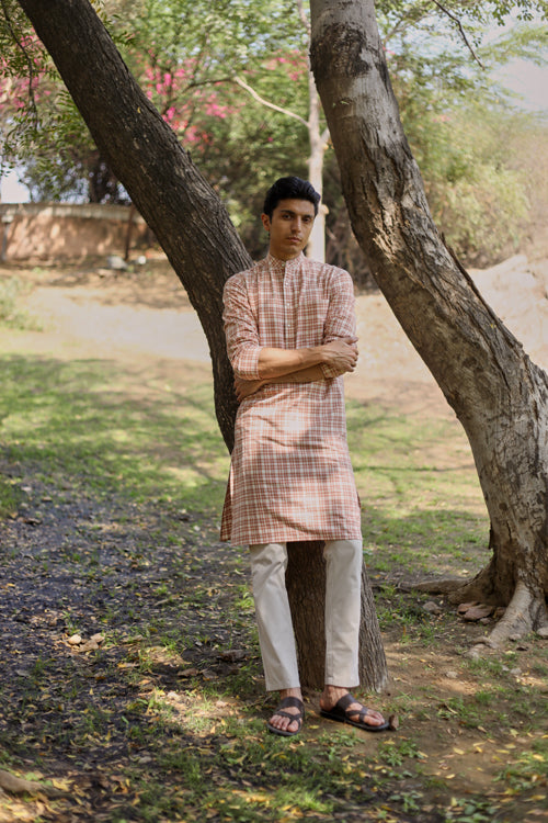 Rangsutra Arka Cotton Checked Long Kurta