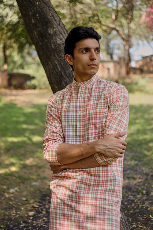 Rangsutra Arka Cotton Checked Long Kurta