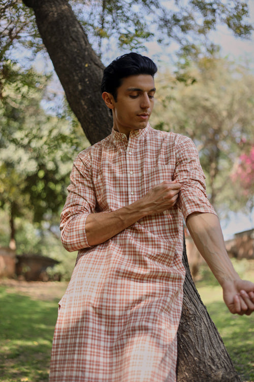 Rangsutra Arka Cotton Checked Long Kurta