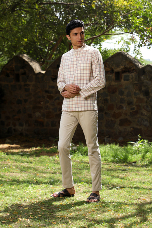 Arka Cotton Checked Short Kurta