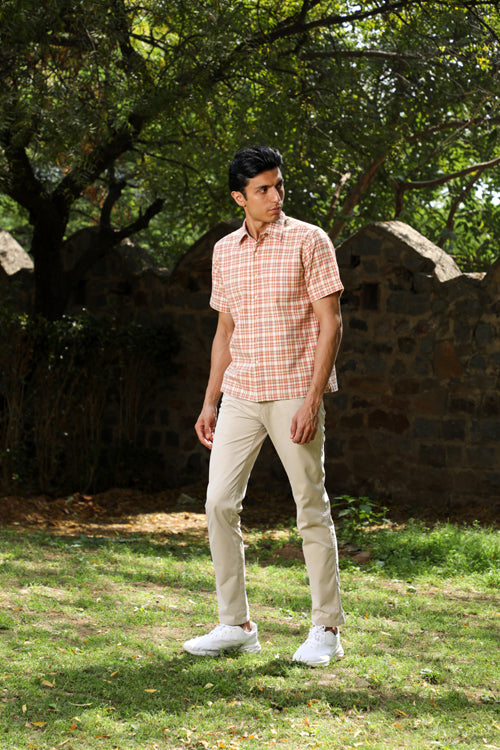 Rangsutra Arka Cotton Checked Half Sleeve Shirt