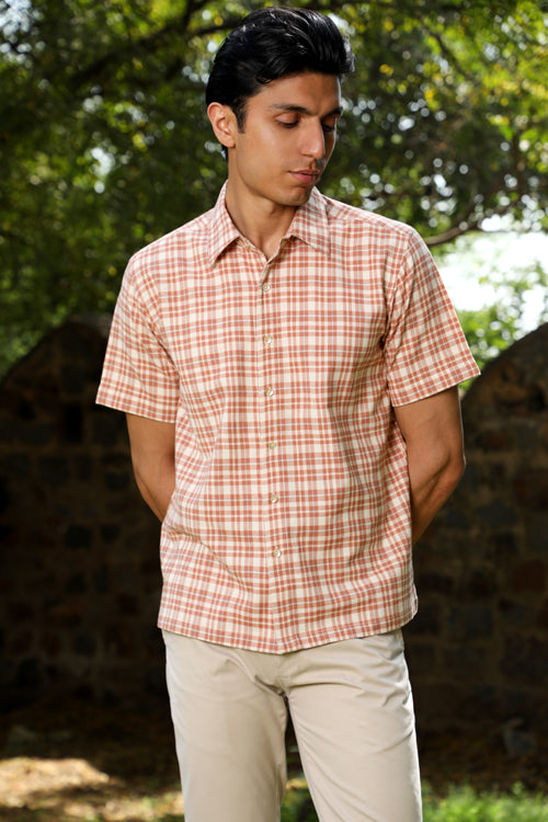 Arka Cotton Checked Half Sleeve Shirt For Men Online