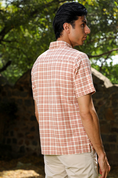Rangsutra Arka Cotton Checked Half Sleeve Shirt