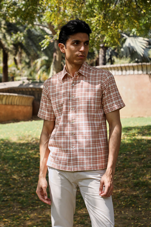 Rangsutra Arka Cotton Checked Half Sleeve Shirt