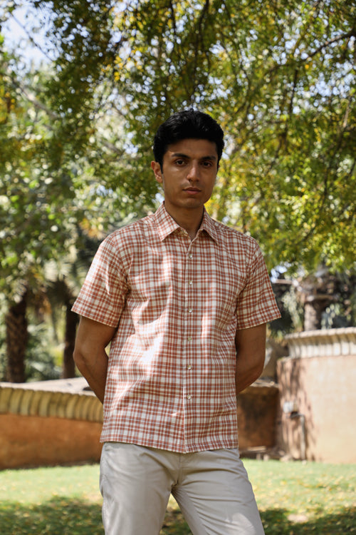 Rangsutra Arka Cotton Checked Half Sleeve Shirt