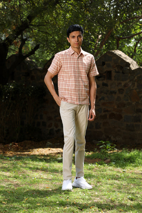 Rangsutra Arka Cotton Checked Half Sleeve Shirt