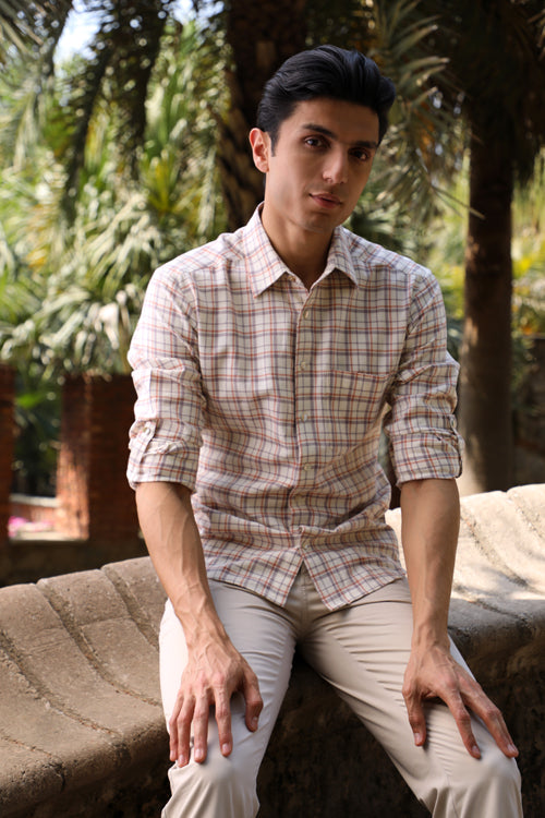 Rangsutra Arka Cotton Checked Full Sleeve Shirt