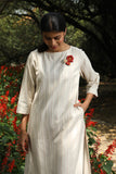 Arka Offwhite Quarter Sleeved Cotton Straight Kurta For Women Online