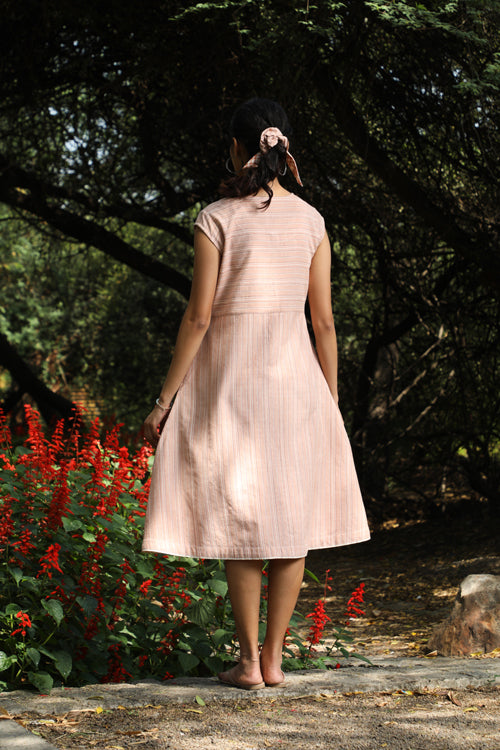 Rangsutra Arka Cotton Peach Striped Dress