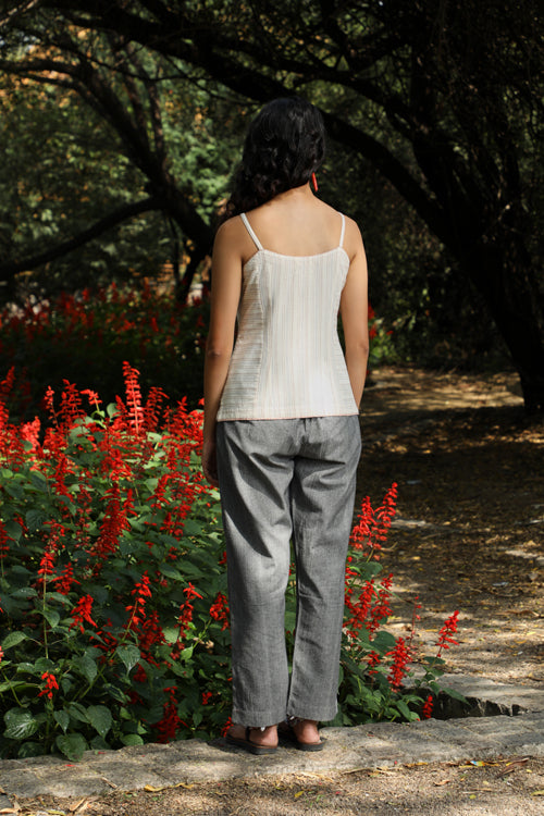 Rangsutra Arka Cotton Offwhite Strappy Striped Top