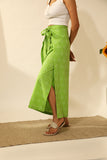 Bandhani Wraparound Pants In Lime Green