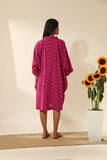 Bandhani A-Line Midi Shirt Dress In Magenta Pink