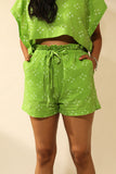 Bandhani Side Open Crop Top In Lime Green