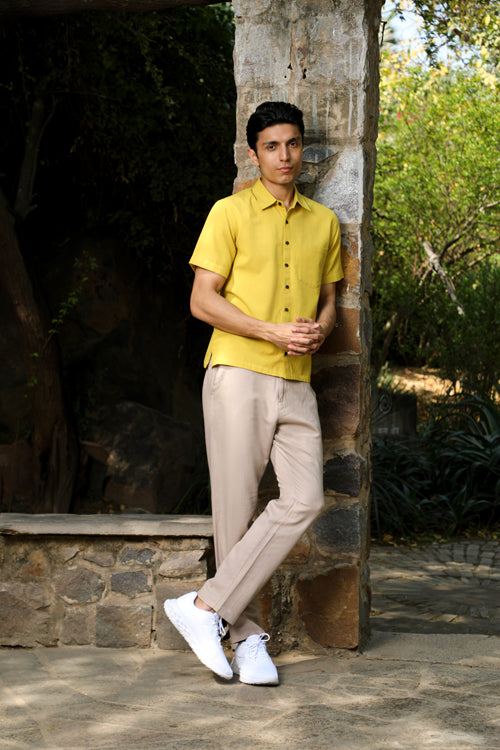 Rangsutra Musafir Mustard Half Sleeve Shirt