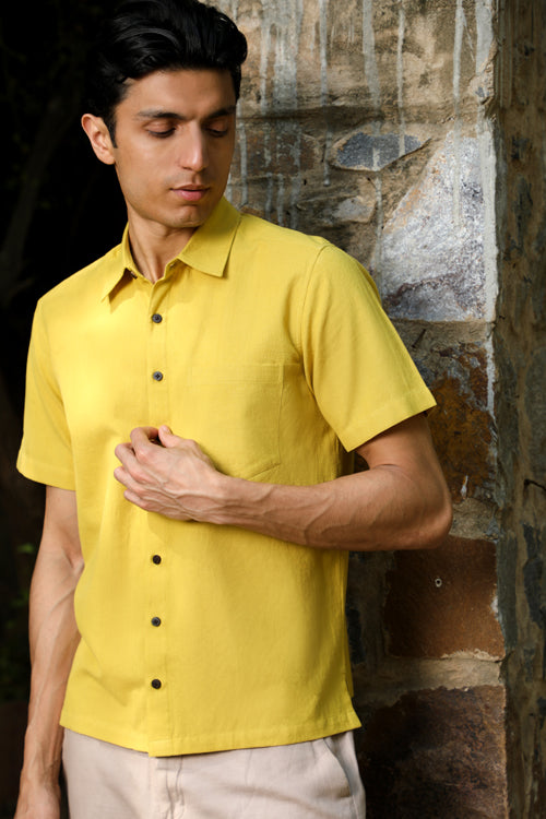 Rangsutra Musafir Mustard Half Sleeve Shirt