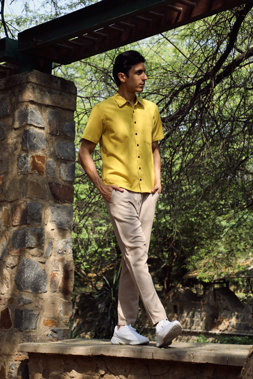 Rangsutra Musafir Mustard Half Sleeve Shirt