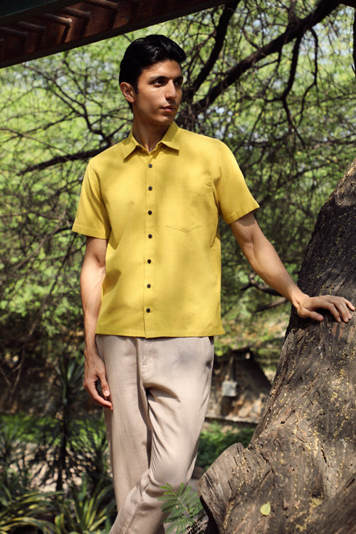 Rangsutra Musafir Mustard Half Sleeve Shirt