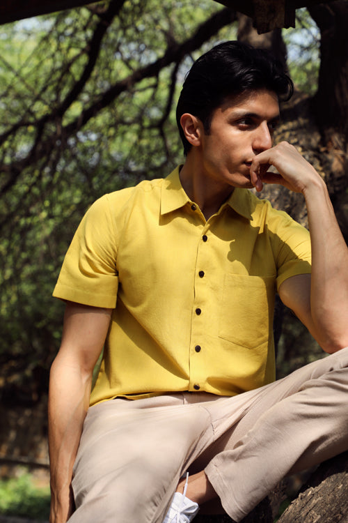 Rangsutra Musafir Mustard Half Sleeve Shirt