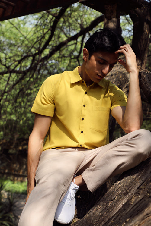 Rangsutra Musafir Mustard Half Sleeve Shirt