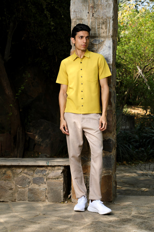 Rangsutra Musafir Mustard Half Sleeve Shirt