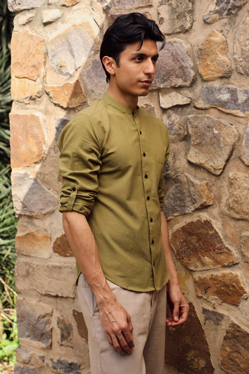 Rangsutra Musafir Olive Full Sleeve Shirt