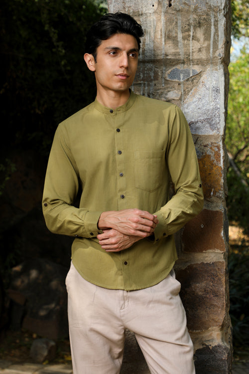 Rangsutra Musafir Olive Full Sleeve Shirt