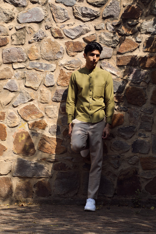 Rangsutra Musafir Olive Full Sleeve Shirt