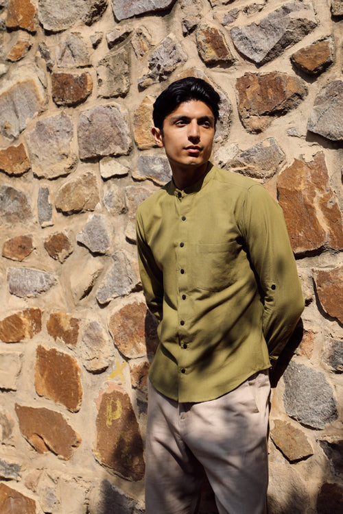 Rangsutra Musafir Olive Full Sleeve Shirt