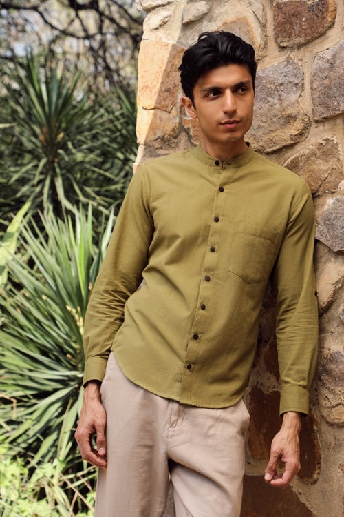Rangsutra Musafir Olive Full Sleeve Shirt
