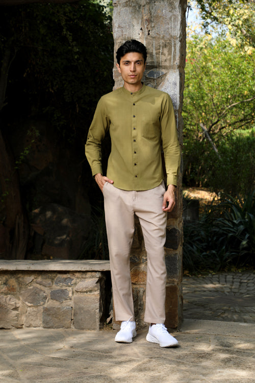 Rangsutra Musafir Olive Full Sleeve Shirt