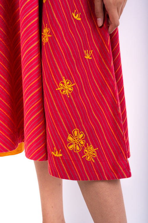 Rangsutra Pardis Red Chikankari Round Neck Dress