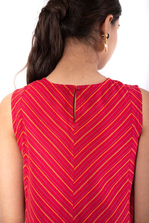 Rangsutra Pardis Red Chikankari Round Neck Dress
