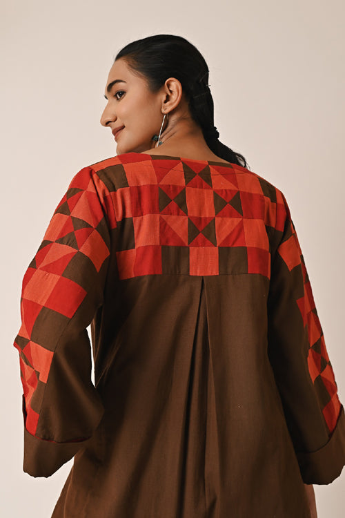 Rangsutra Rishta Long Brown Ralli Jacket