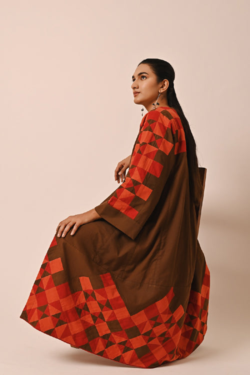 Rangsutra Rishta Long Brown Ralli Jacket