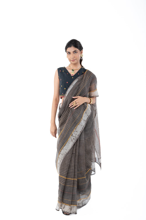 Rangsutra Shifrah Soof Embroidered Black Sleeveless Blouse