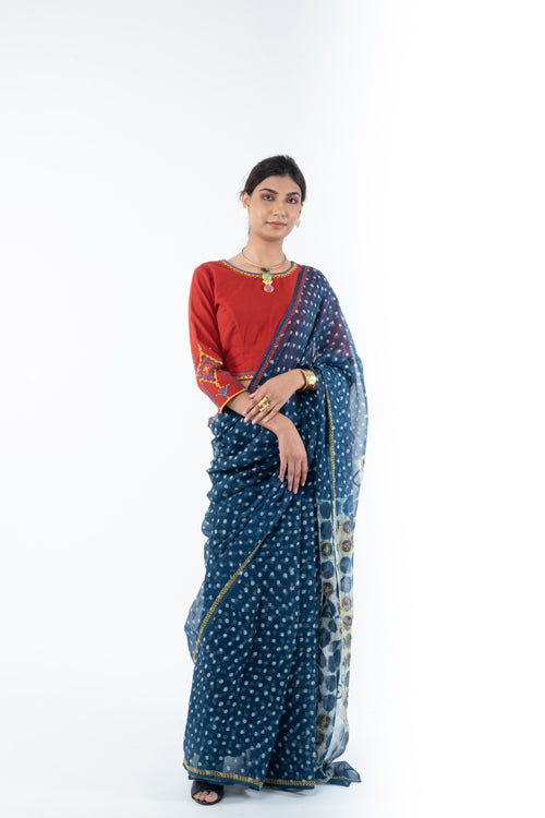 Rangsutra Shifrah Soof Embroidered Red 3-Quarter Sleeve Blouse
