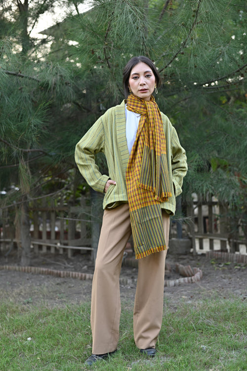 Rangsutra Handwoven Woolen Green Full Sleeve Jacket