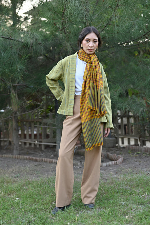 Rangsutra Handwoven Woolen Green Full Sleeve Jacket