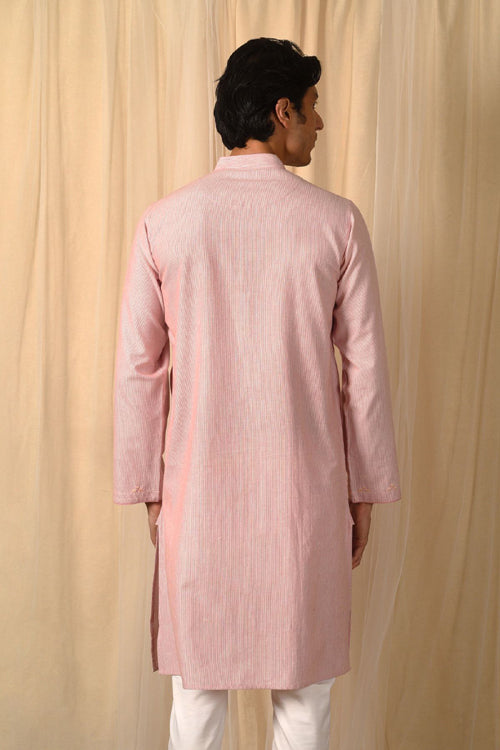 Rangsutra Baori Pink Hand Embroidered Full Sleeve Long Kurta