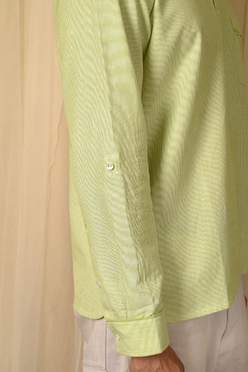Rangsutra Baori Green Hand Embroidered Full Sleeve Short Kurta